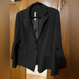 NY Collection Black Blazer w vintage inspired sleeves, XL